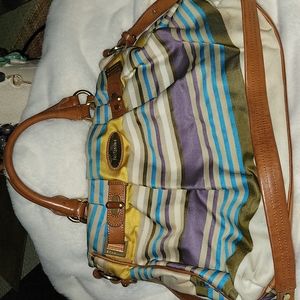 Brahmin Cloth and Leather Satchel